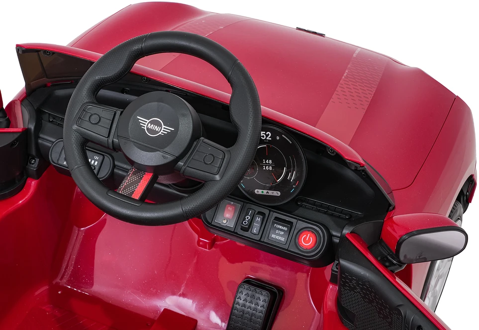 Vaikiškas Mini Cooper elektromobilis su 2 greičiais, saugos mygtuku, nuo 3 metų, juodas