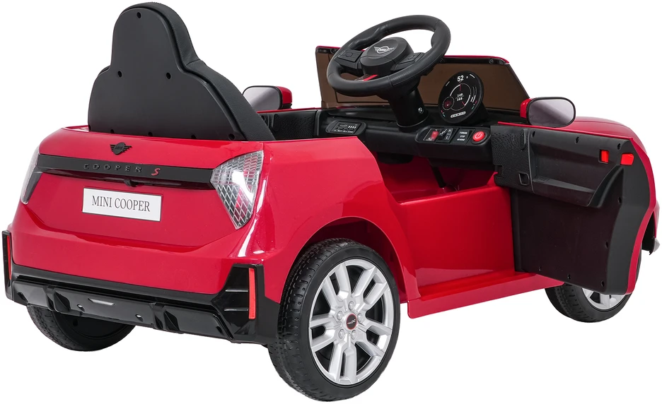 Vaikiškas Mini Cooper elektromobilis su 2 greičiais, saugos mygtuku, nuo 3 metų, juodas