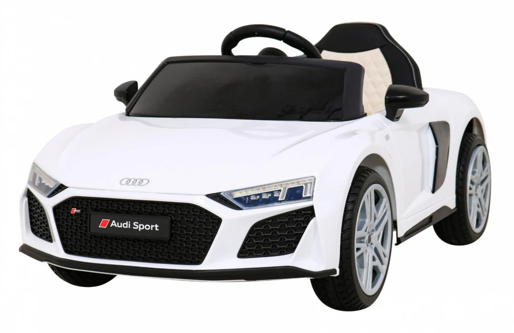 Lean Cars Vienvietis elektromobilis vaikams: Audi R8 Lift A300, baltos spalvos