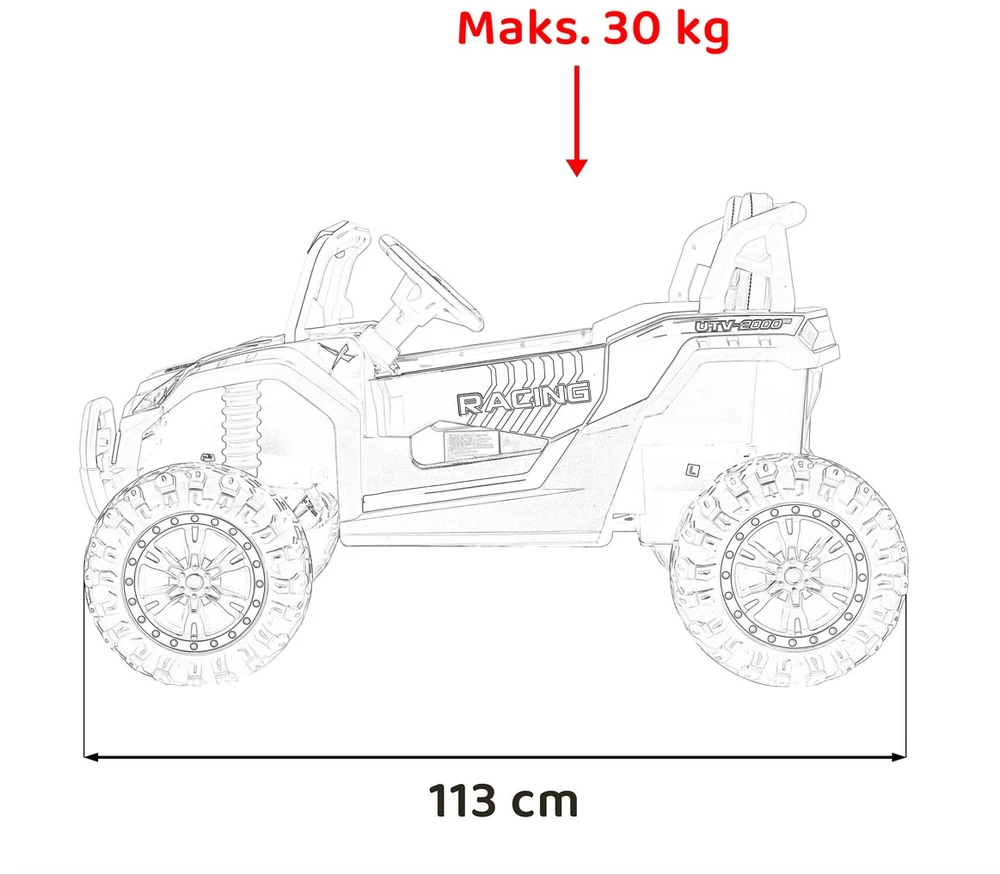 Ramiz Elektromobilis Buggy UTV Racing 4x4 baltas, vienvietis