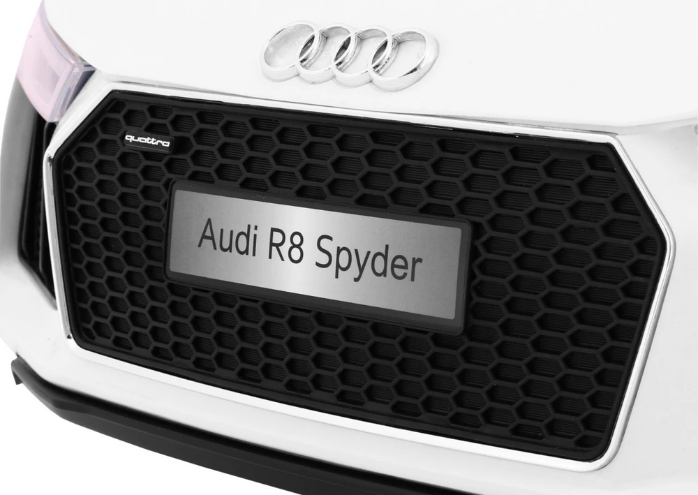 Ramiz Elektromobilis Audi R8 Spyder, baltas