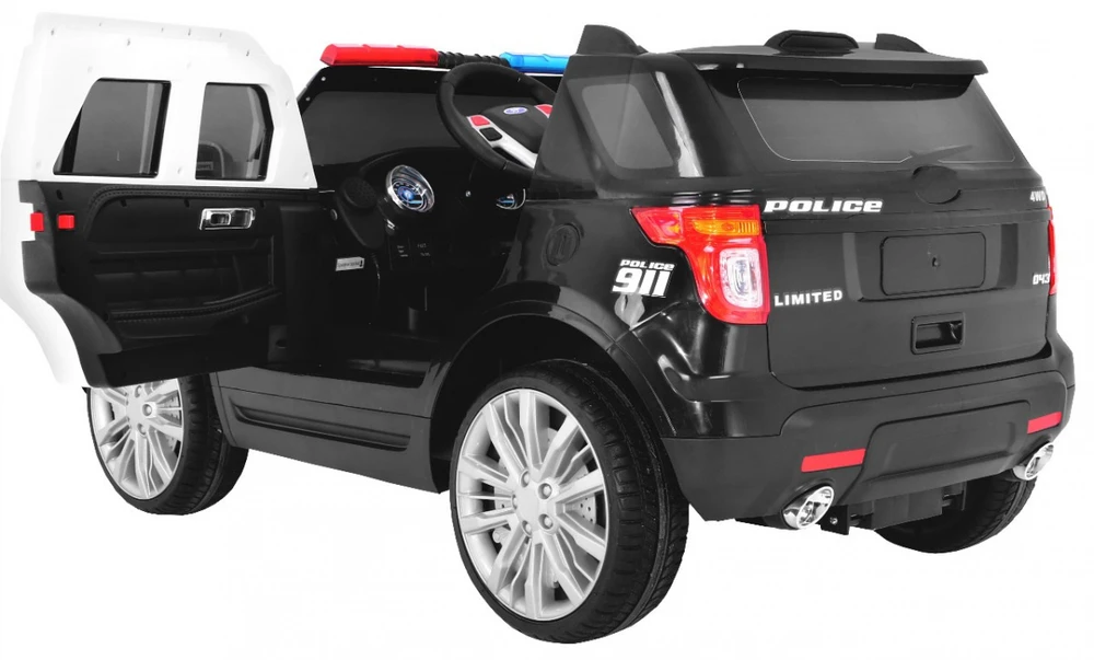 Ramiz Elektromobilis Policija + Sirenos + Megafonas, Juodas