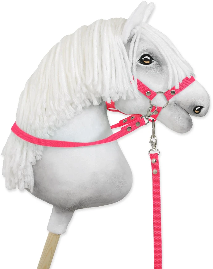 Super Hobby Horse Hobio žirgo pavadžiai kantarui neoniniai rožiniai
