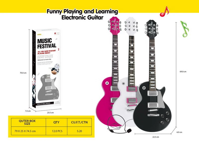 Relacart Vaikų gitaros ir mikrofono rinkinys juodas