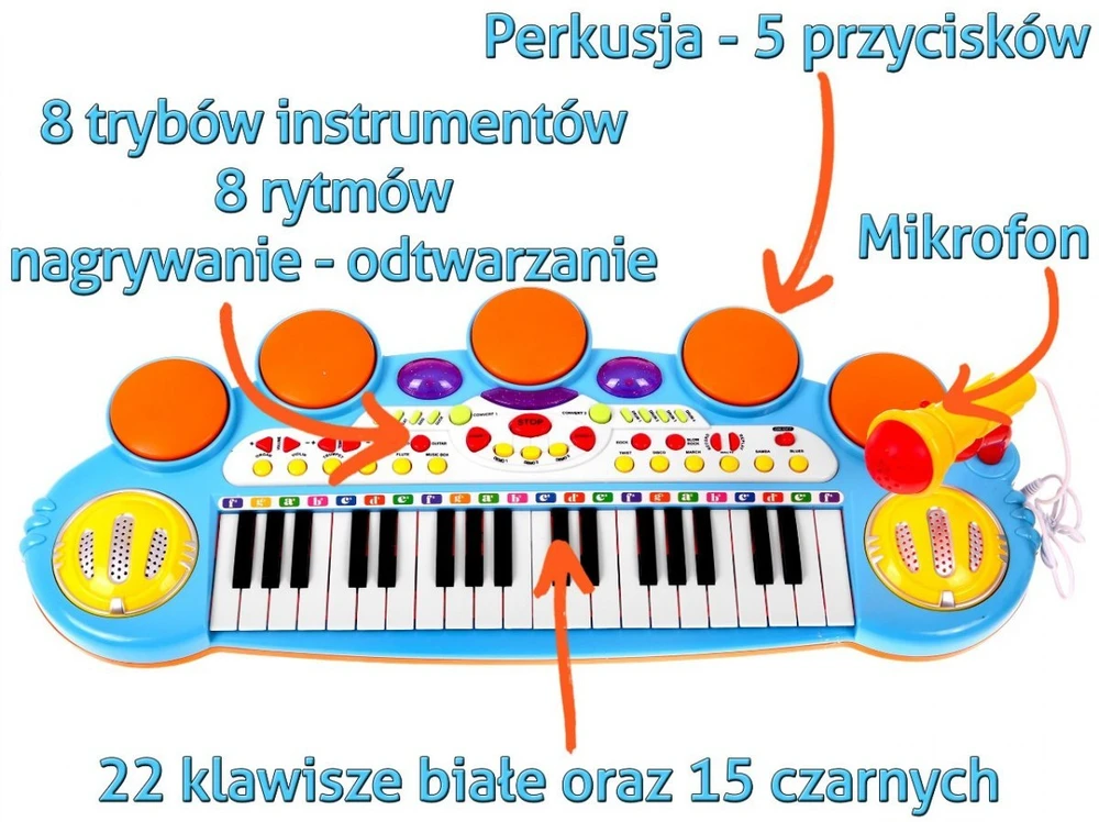 Ramiz Klaviatūra USB MP3 būgnai 3 oktavos