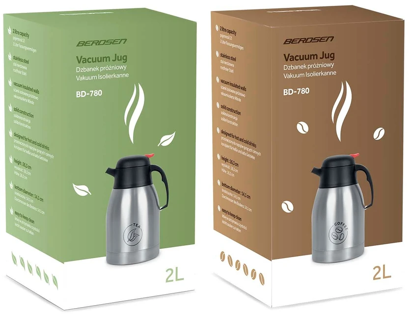 Vakuuminiai ąsočiai kavai ir arbatai 2 l, 2 vnt., Berdsen BD-780