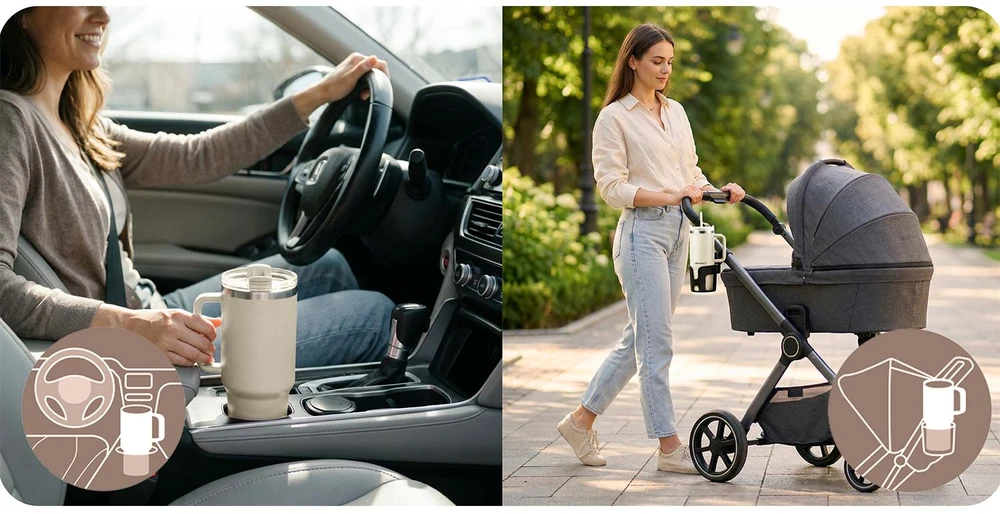 Vakuuminis termosas-puodelis su šiaudeliu 1180 ml Berdsen kremas