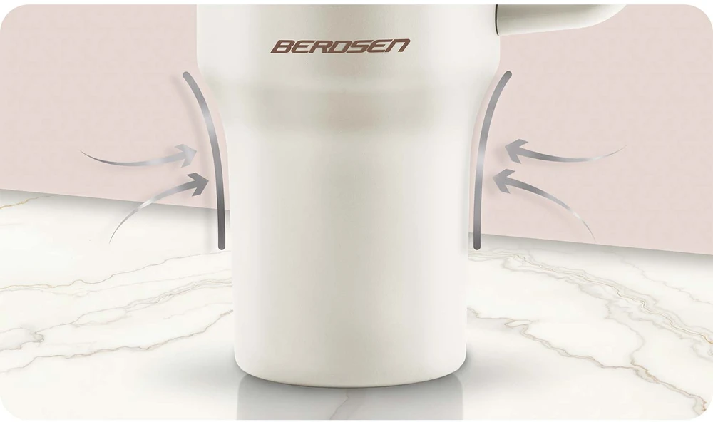 Vakuuminis termosas-puodelis su šiaudeliu 1180 ml Berdsen kremas