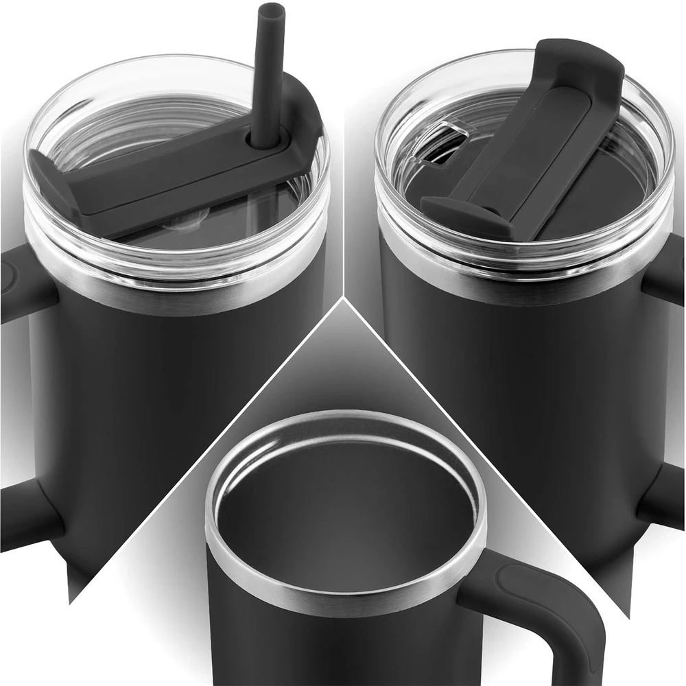 Vakuuminis termosas-puodelis su šiaudeliu 1180 ml Berdsen juodas