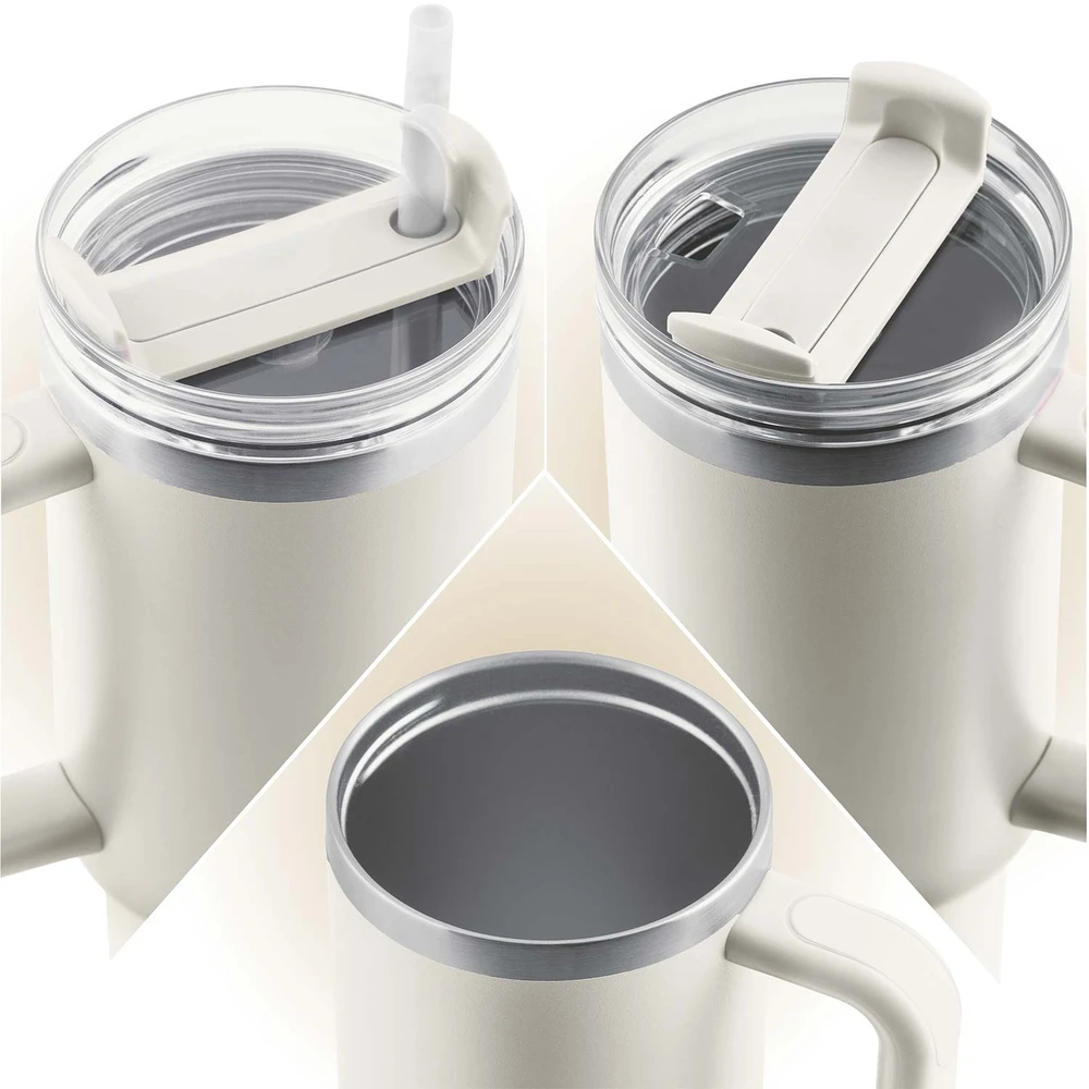 Vakuuminis termosas-puodelis su šiaudeliu 1180 ml Berdsen kremas