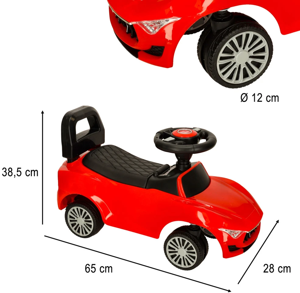 Vaikiškas vežimėlis automobilis su garsu ir šviesomis raudonas
