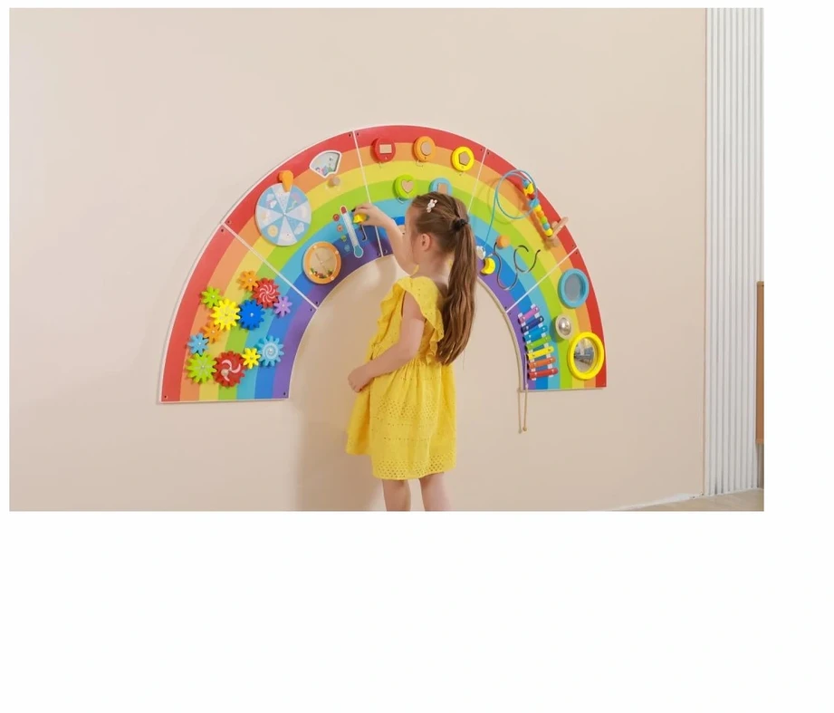 Viga Toys VIGA medinė sensorinė manipuliacinė lenta EDU Vaivorykštė