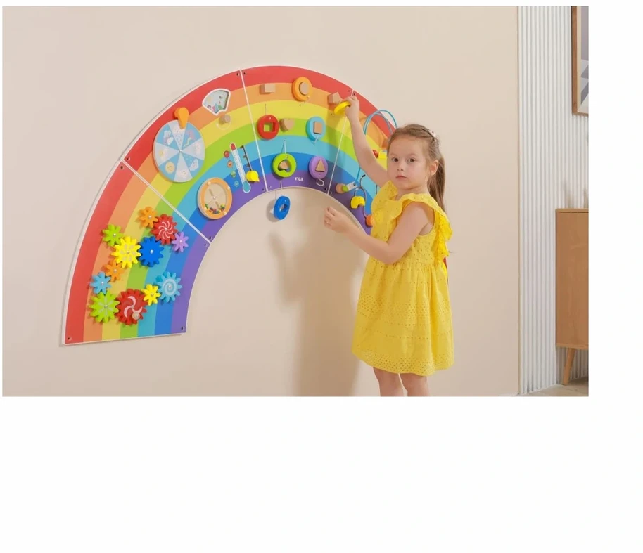 Viga Toys VIGA medinė sensorinė manipuliacinė lenta EDU Vaivorykštė