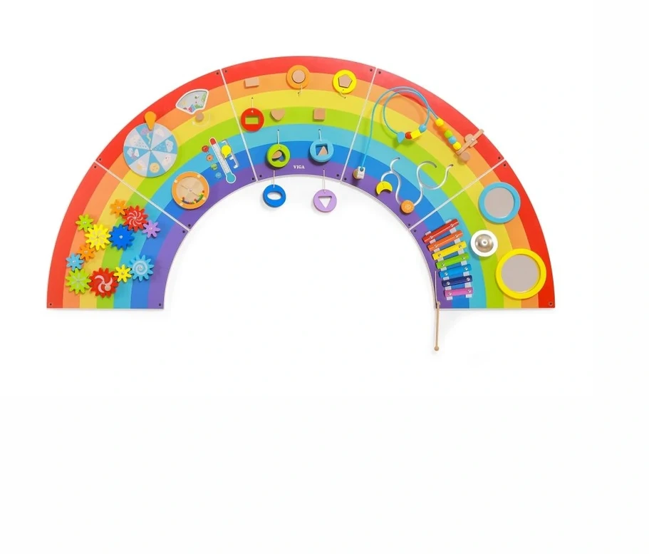 Viga Toys VIGA medinė sensorinė manipuliacinė lenta EDU Vaivorykštė
