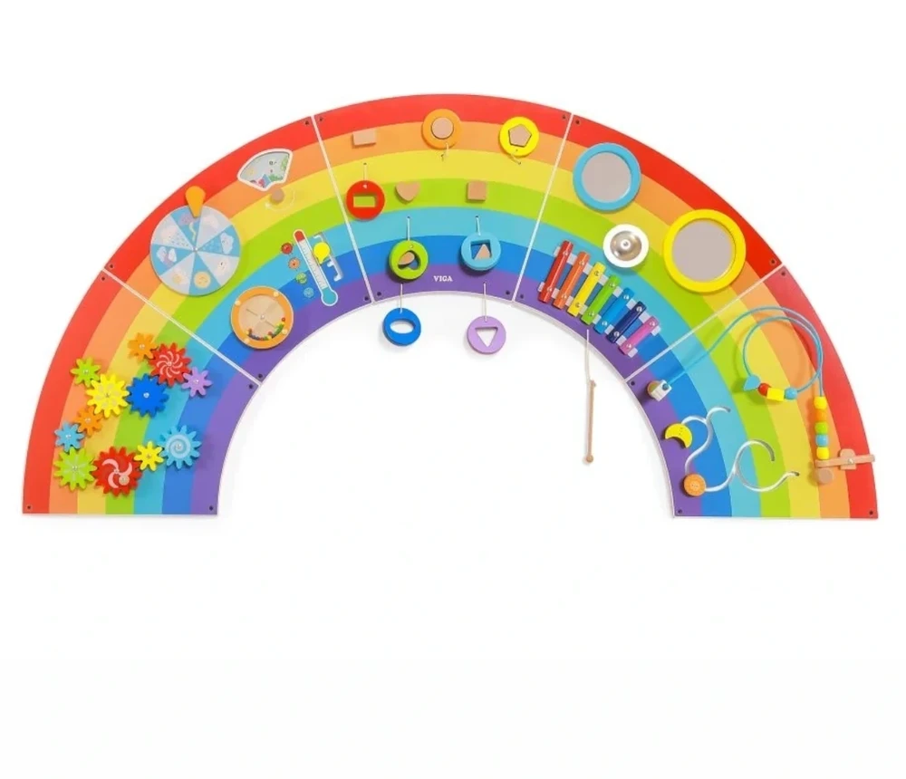 Viga Toys VIGA medinė sensorinė manipuliacinė lenta EDU Vaivorykštė