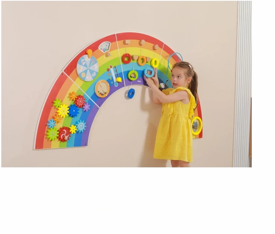 Viga Toys VIGA medinė sensorinė manipuliacinė lenta EDU Vaivorykštė