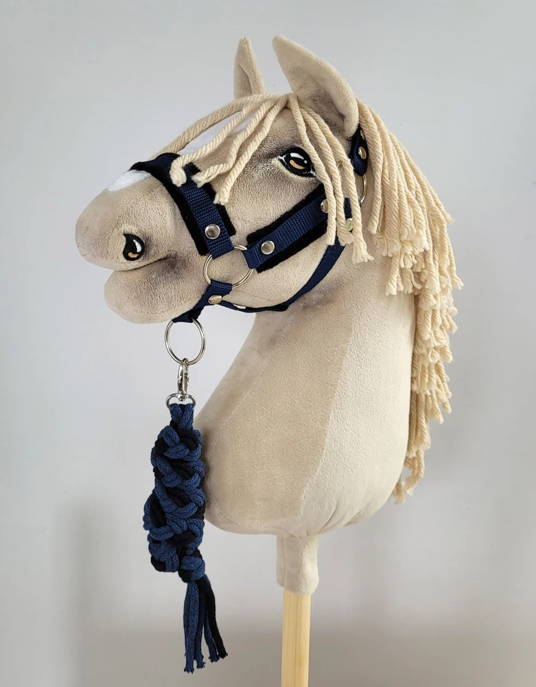 Super Hobby Horse Pavadėlis hobi arkliukui, juodas ir tamsiai mėlynas