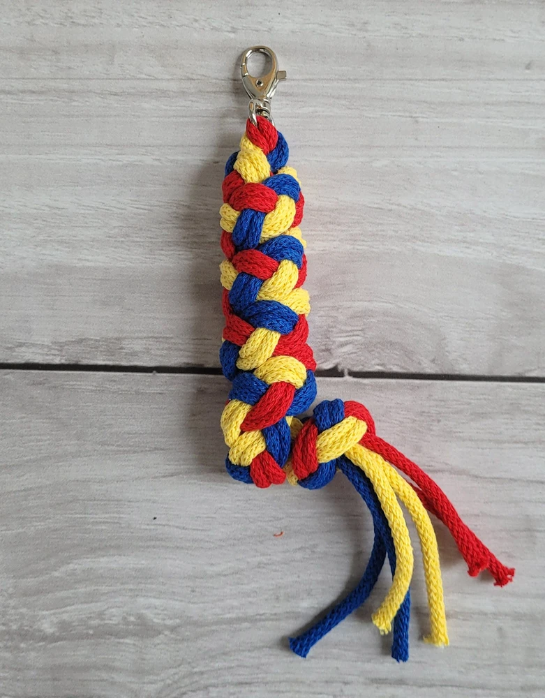 Super Hobby Horse Pavadėlis hobi arkliukui, dviguba virvė, raudona/gentainė/geltona
