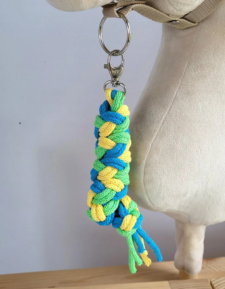 Super Hobby Horse Pavadėlis hobi arkliukui, dvigubas, šviesiai žalias/turkio/geltonas