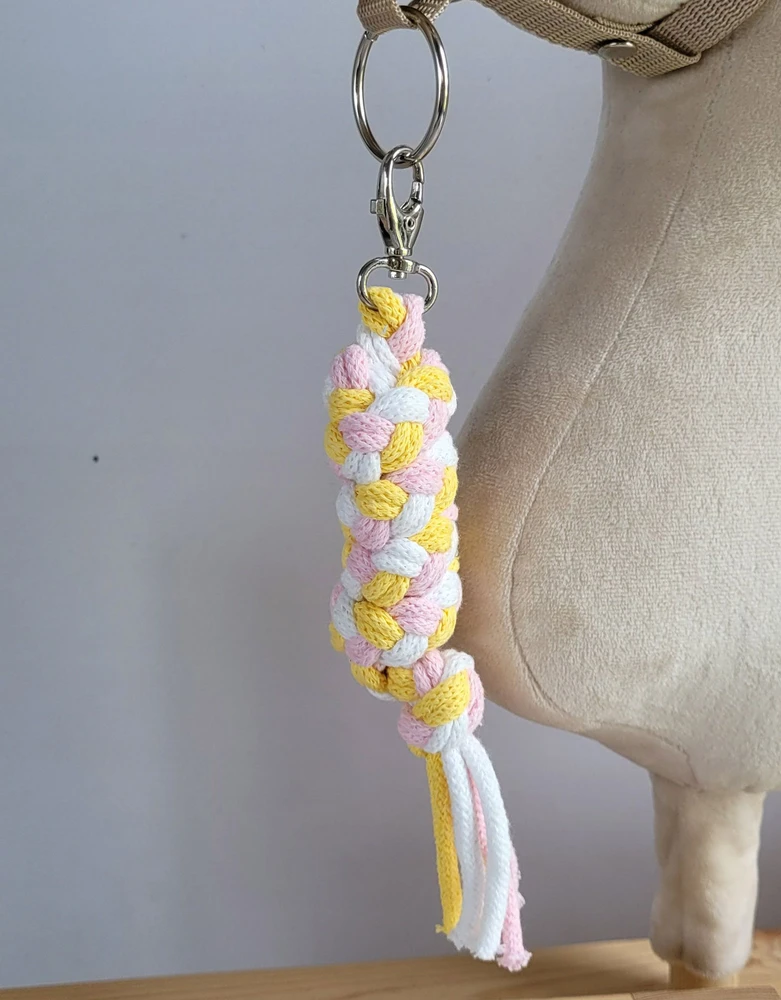 Super Hobby Horse Pavadėlis hobi arkliukui, dvigubas, šviesiai rožinis/geltonas/baltas