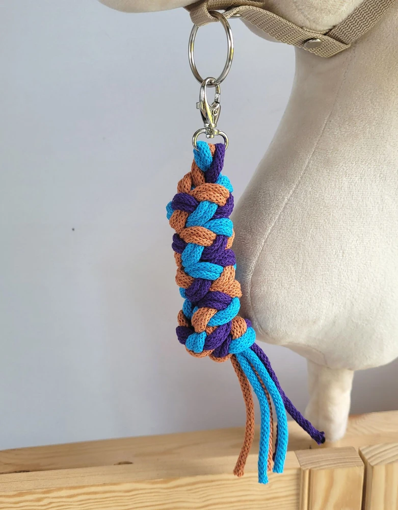 Super Hobby Horse Pavadėlis hobi arkliukui, dviguba virvė, tamsiai violetinis/turkio/terakotos