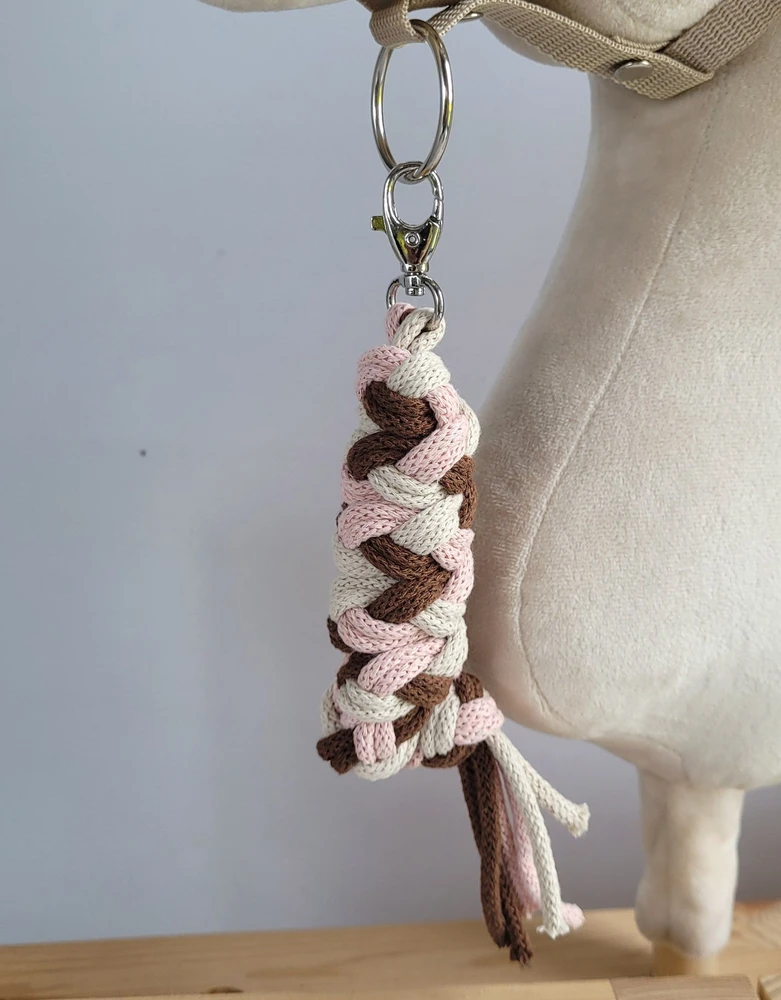 Super Hobby Horse Pavadėlis hobi arkliukui, dvigubas – rožinis/rudas/šviesiai smėlinis