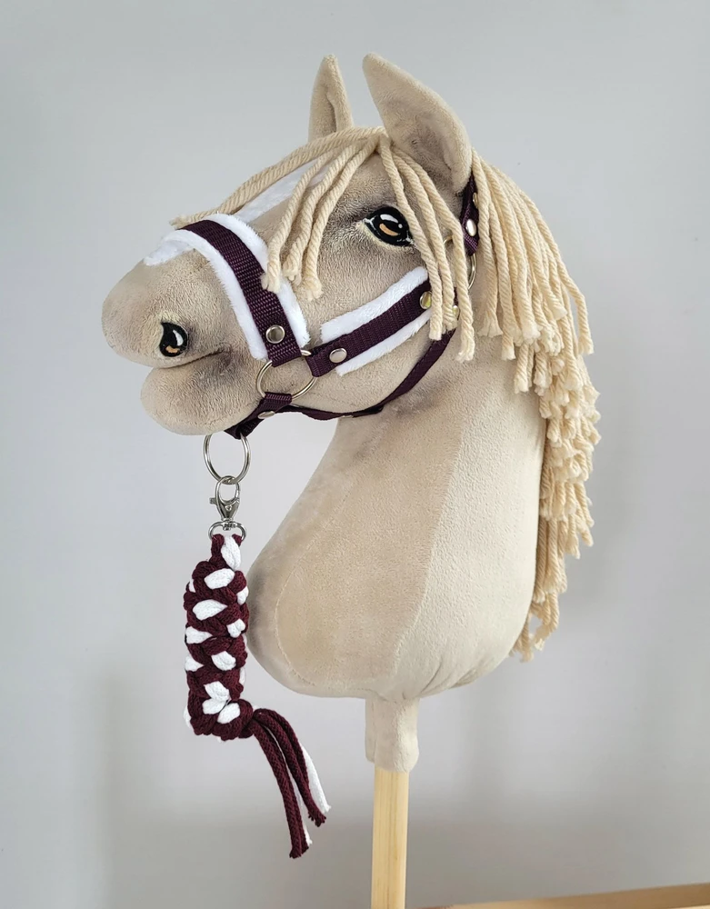 Super Hobby Horse Pavadėlis hobi arkliukui, dviguba virvė, baltai slyvinis