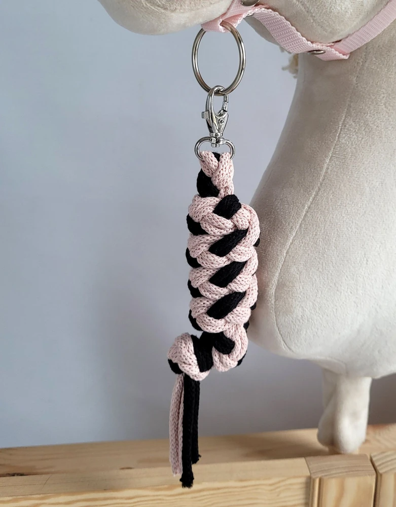 Super Hobby Horse Pavadėlis hobi arkliukui, juodas ir pudros rožės spalvos