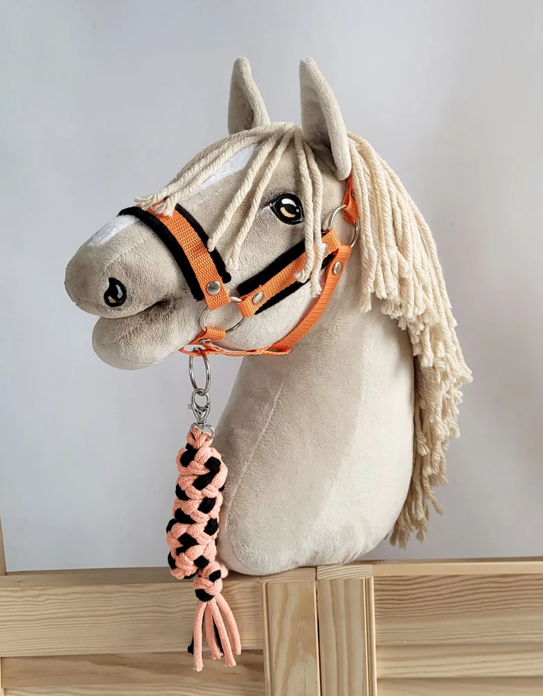 Super Hobby Horse Pavadėlis hobi arkliukui, juodai oranžinis