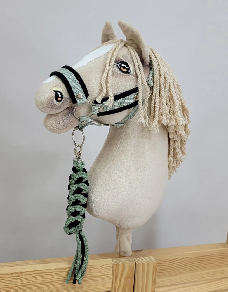 Super Hobby Horse Pavadėlis hobi arkliukui, juodas-žalsvas