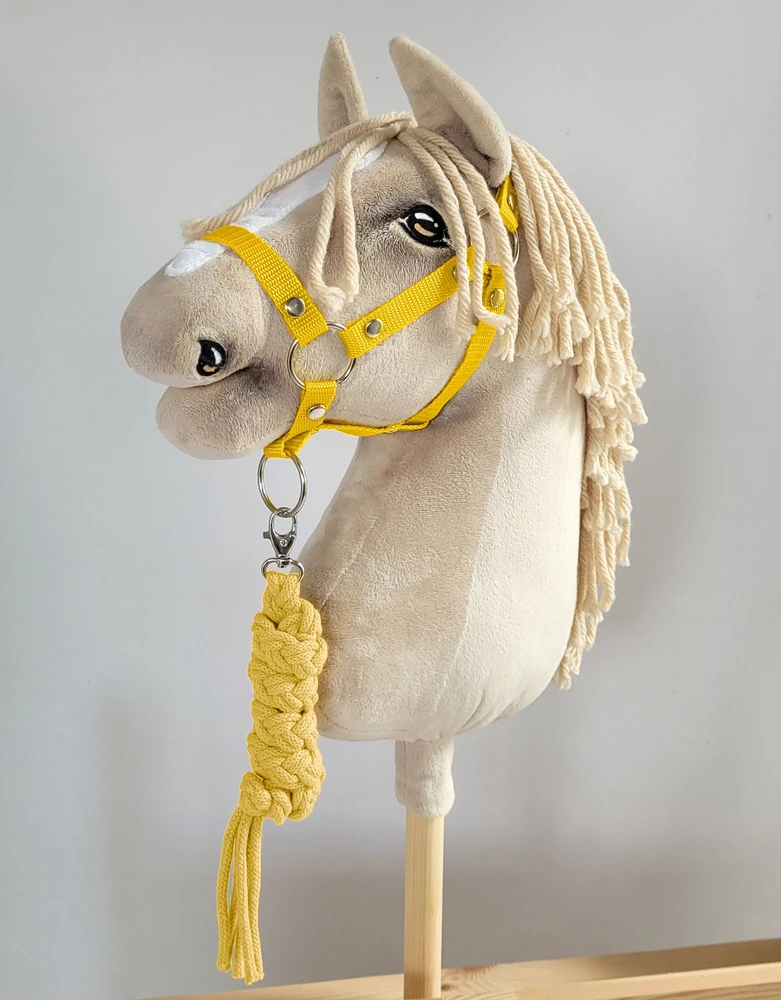 Super Hobby Horse Pavadėlis hobi arkliukui, geltonas, pintas virvinis