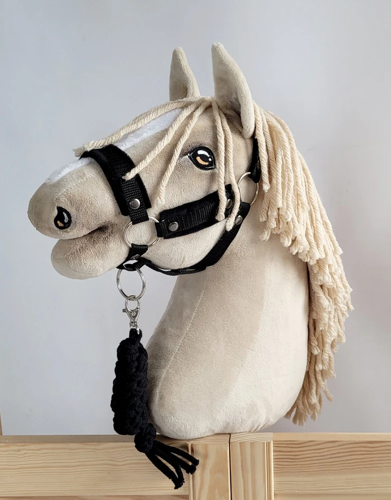 Super Hobby Horse Pavadėlis hobi arkliukui iš dvigubos virvės – juodas