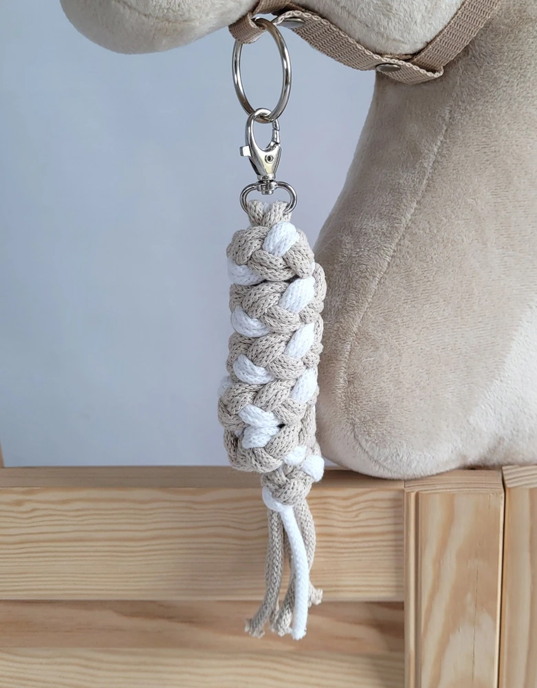 Super Hobby Horse Pavadėlis hobi arkliukui, dviguba virvė, baltas-Smėlio spalvos