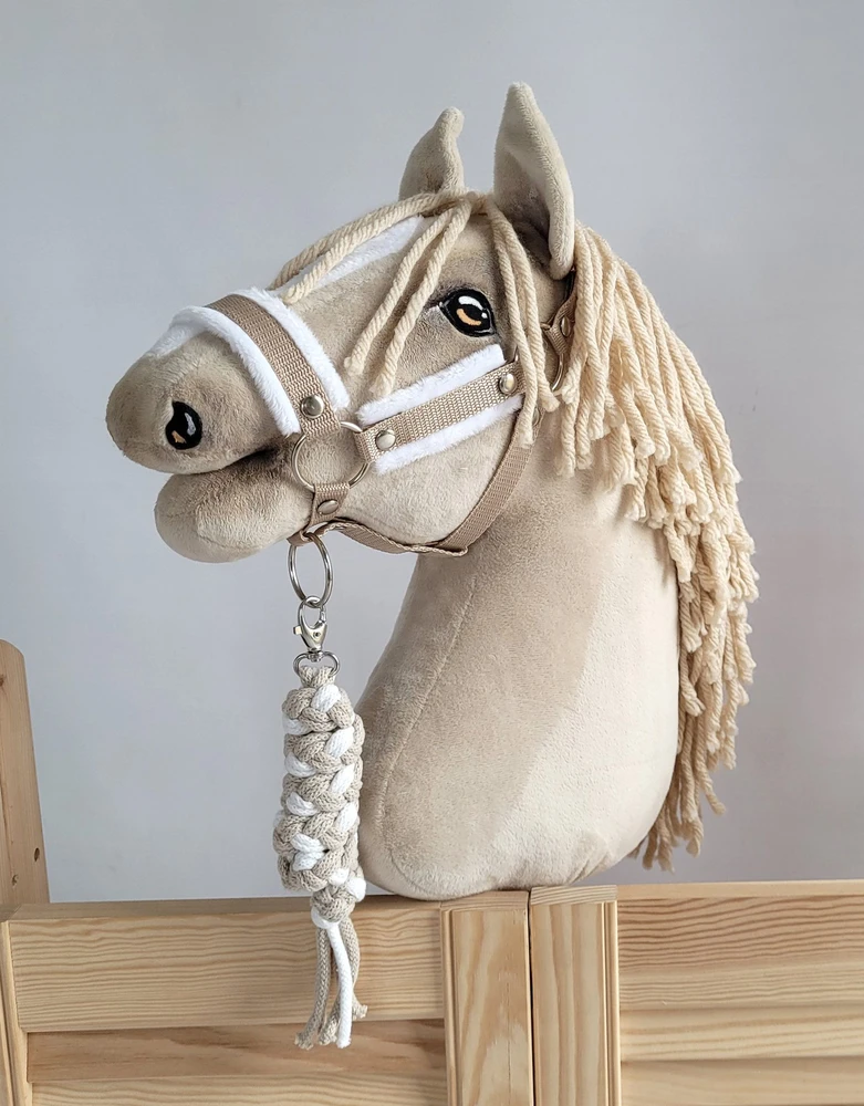 Super Hobby Horse Pavadėlis hobi arkliukui, dviguba virvė, baltas-Smėlio spalvos