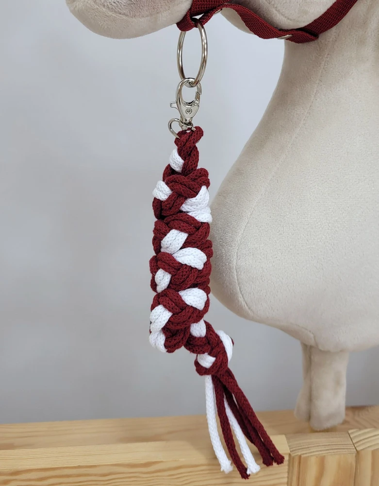 Super Hobby Horse Pavadėlis hobi arkliukui iš dvigubo pynimo virvės baltas-burgundiškas