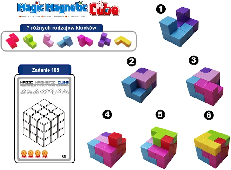 X Bida Magnetinis konstruktorius Magic Magnetic Cubes 56 el.