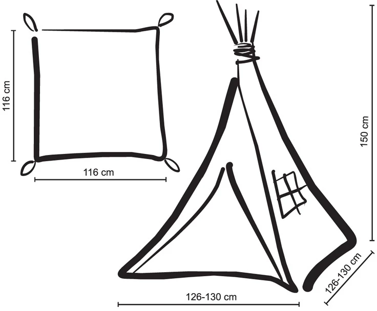 Vaikiška tipi palapinė su kilimėliu ir pagalvėlėmis – juoda su žvaigždėmis / mėlyna