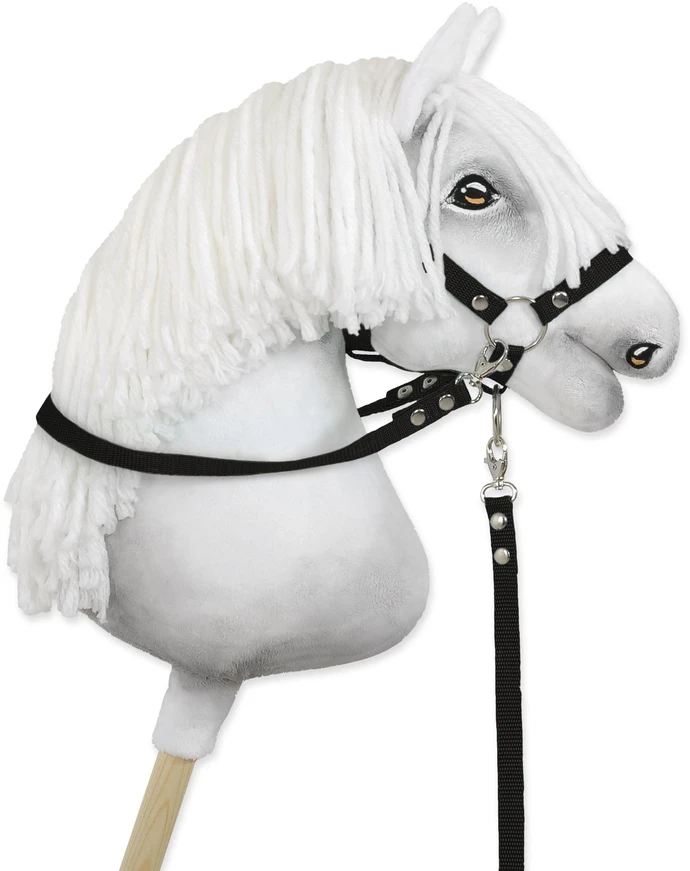 Super Hobby Horse Hobio žirgo kamanos su pavadžiu – juodos