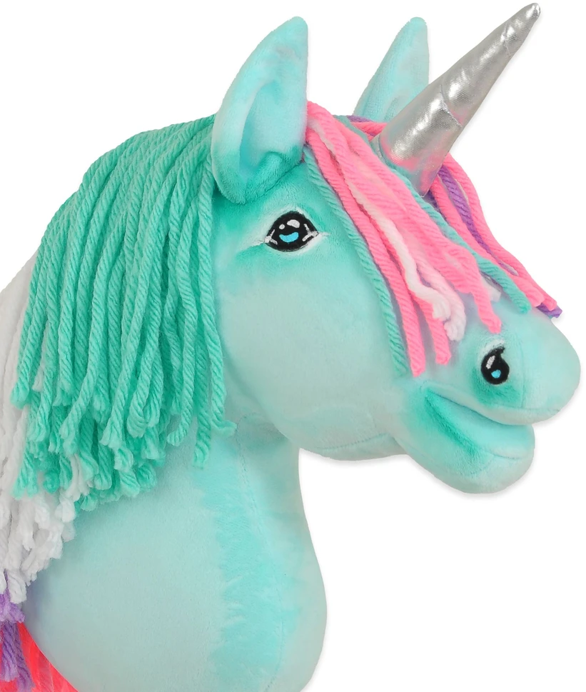 Super Hobby Horse Hobby Horse vienaragis lazdoje su spalvota karčiene ir sidabriniu ragu