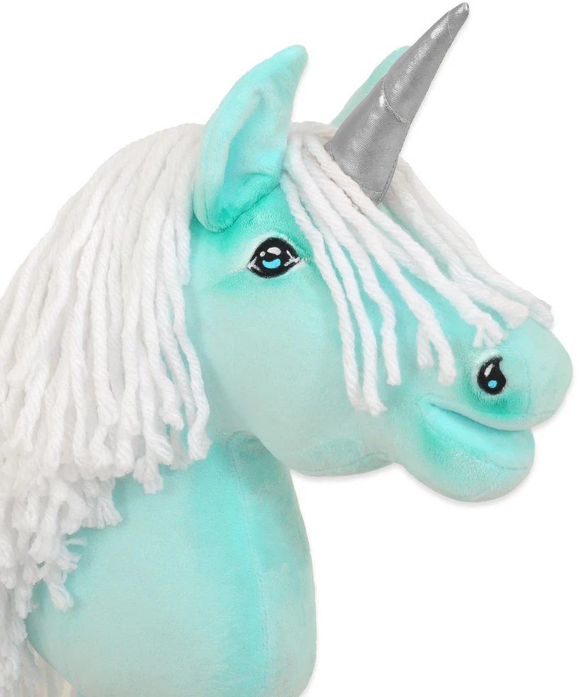 Super Hobby Horse Hobby Horse vienaragis ant lazdos mėtinės spalvos su balta karčiene