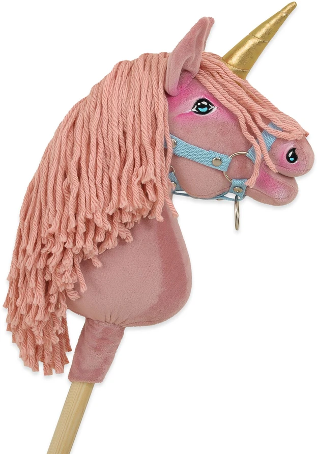 Super Hobby Horse Vienaragis ant lazdos Hobby Horse pastelinės rožinės spalvos A4