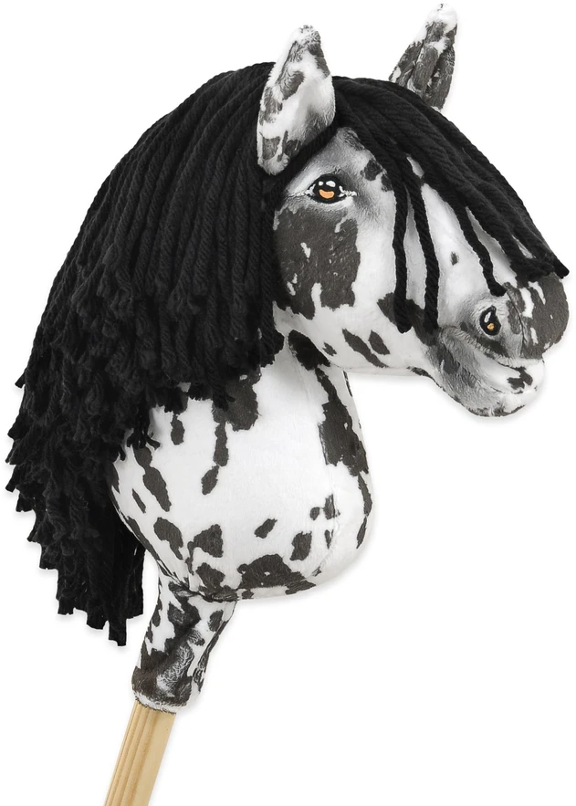Super Hobby Horse Hobby Horse lazdelinis arkliukas leopardinis su juoda karčiene A4
