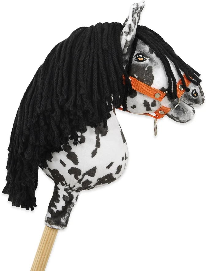 Super Hobby Horse Hobby Horse lazdelinis arkliukas leopardinis su juoda karčiene A4