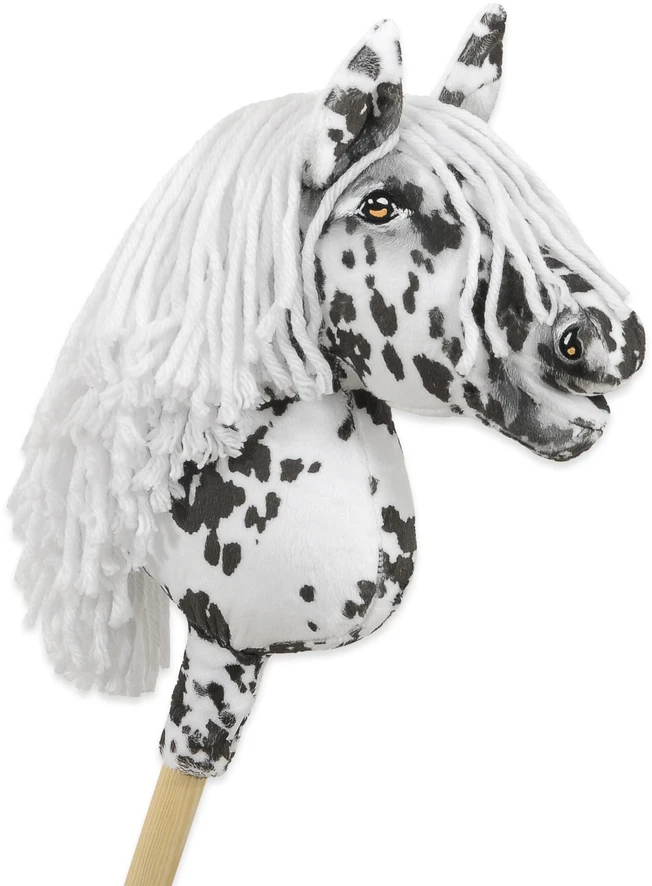 Super Hobby Horse Hobby Horse lazdelinis arkliukas leopardinis su balta karčiais A4