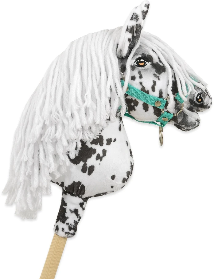 Super Hobby Horse Hobby Horse lazdelinis arkliukas leopardinis su balta karčiais A4