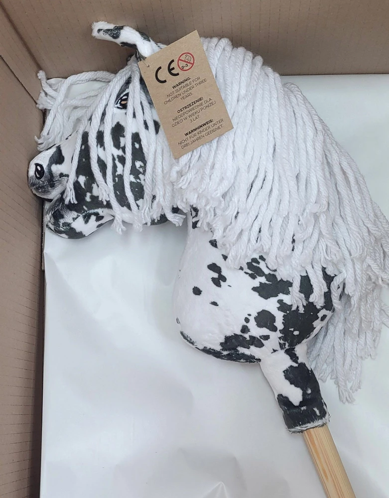 Super Hobby Horse Hobby Horse lazdelinis arkliukas leopardinis su balta karčiais A4