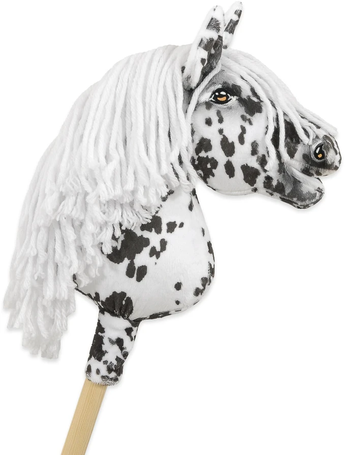 Super Hobby Horse Hobby Horse lazdelinis arkliukas leopardinis su balta karčiais A4
