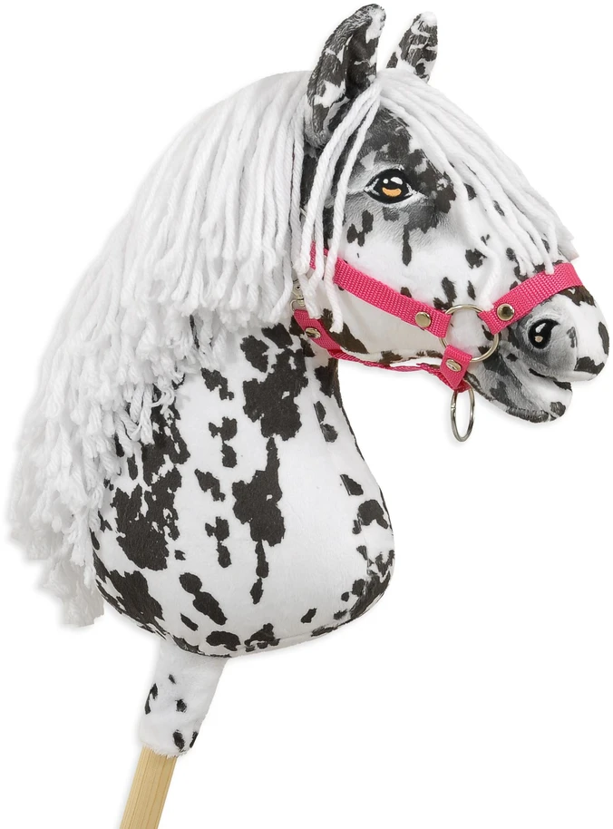 Super Hobby Horse Medinis žaislinis arkliukas leopardinis su balta karčia
