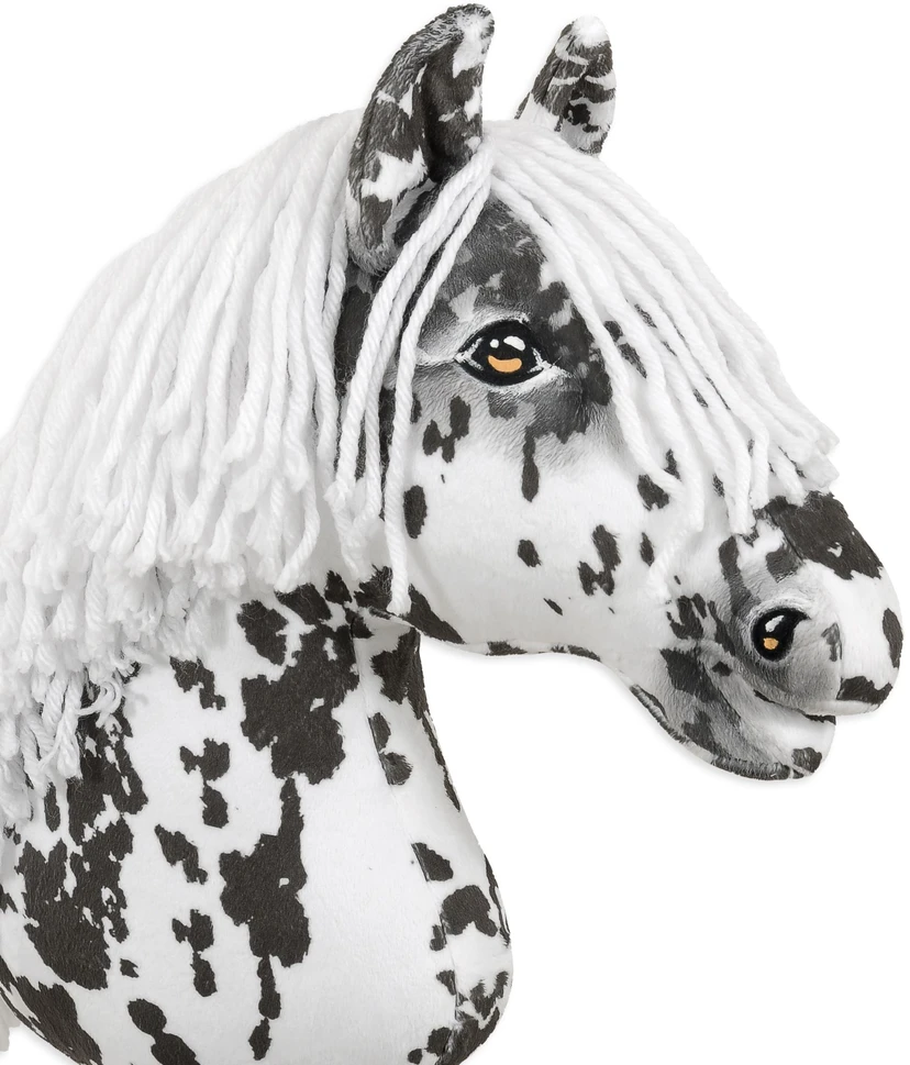 Super Hobby Horse Medinis žaislinis arkliukas leopardinis su balta karčia