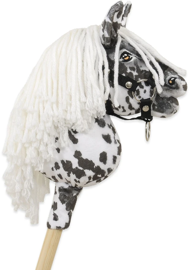 Hobby Horse lazdelinis arkliukas Premium leopardinis su balta karčiais A5